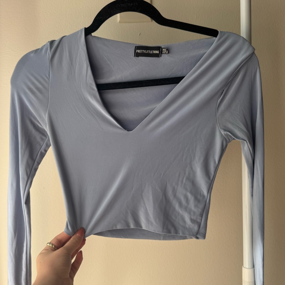 PrettyLittleThing Sky Blue Blouse